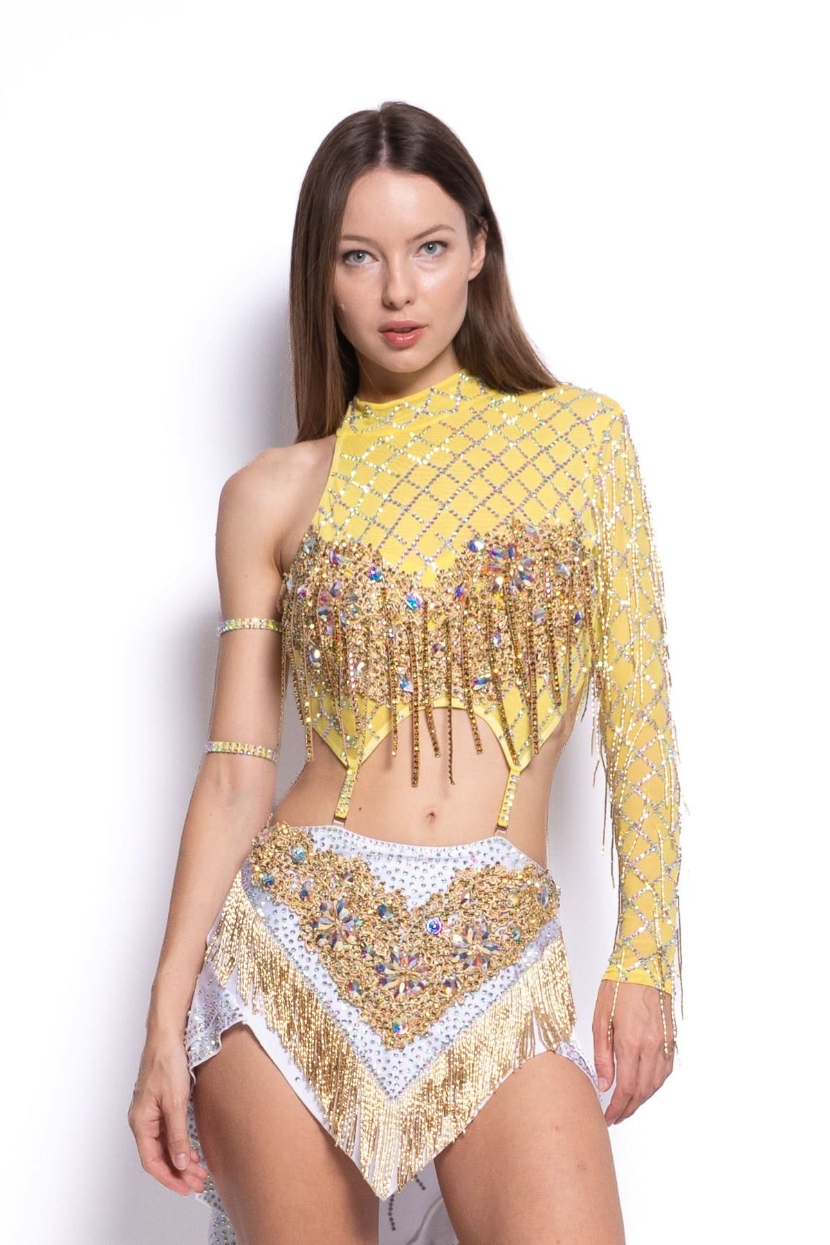 Elisa Yellow Tassel Bodysuit Dress Iconic Outfitters 