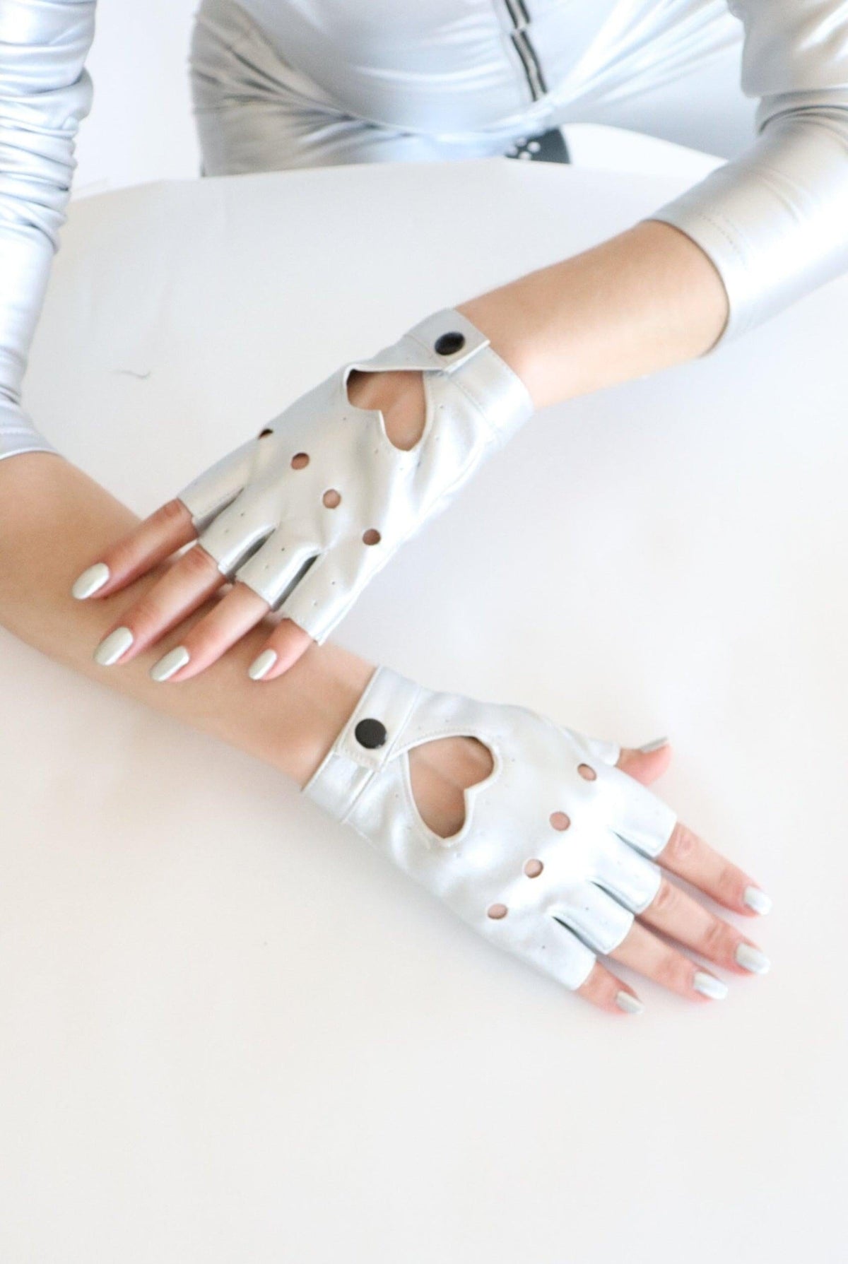 Eos Silver Fingerless Festival Gloves Gloves Iconic Outfitters 