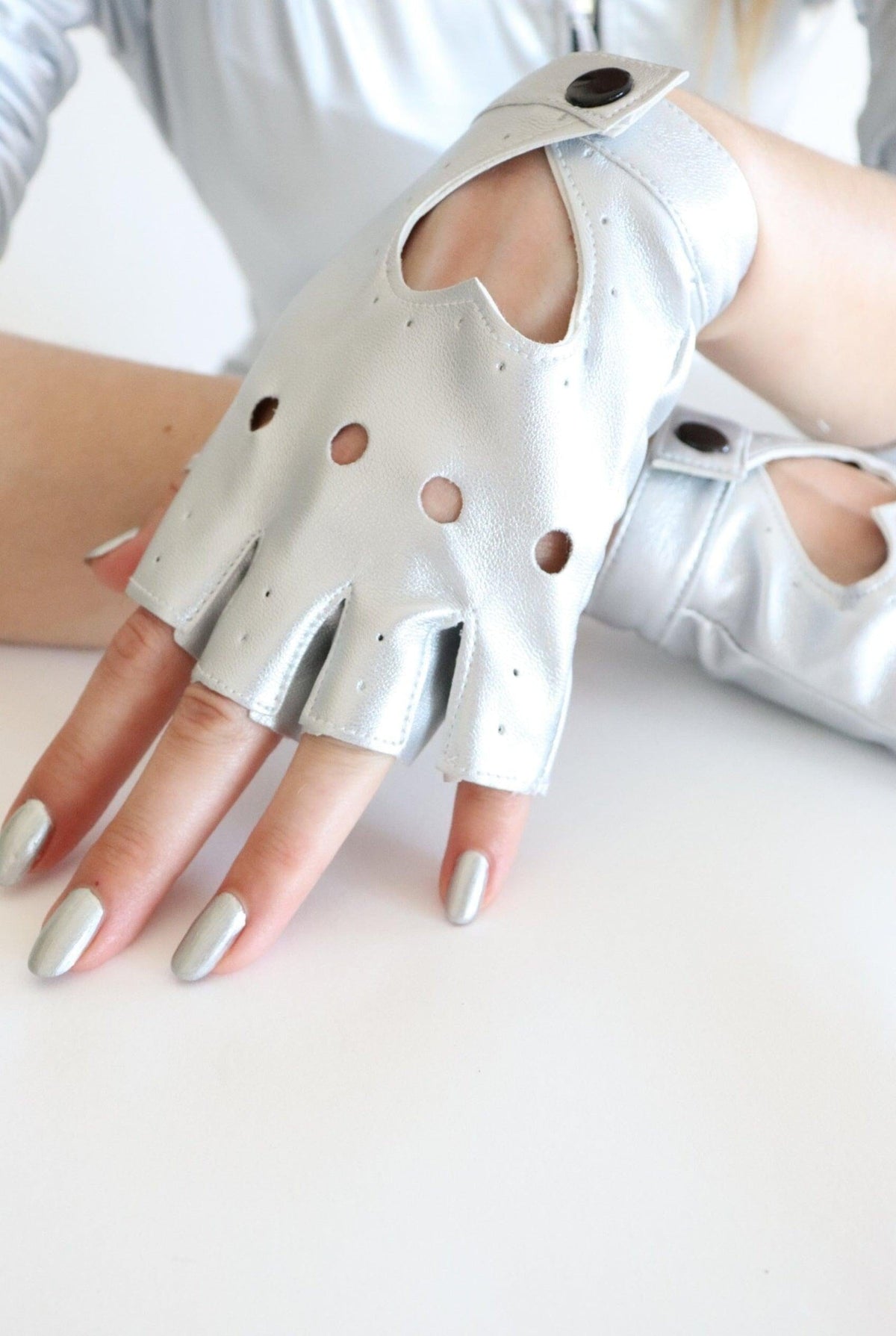 Eos Silver Fingerless Festival Gloves Gloves Iconic Outfitters 