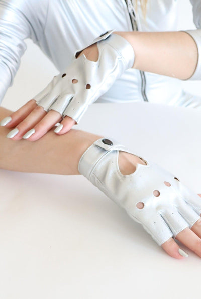 Eos Silver Fingerless Festival Gloves Gloves Iconic Outfitters 