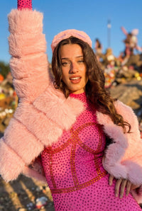 Golana Baby Pink Faux Fur Festival Jacket Faux Fur Iconic Outfitters 