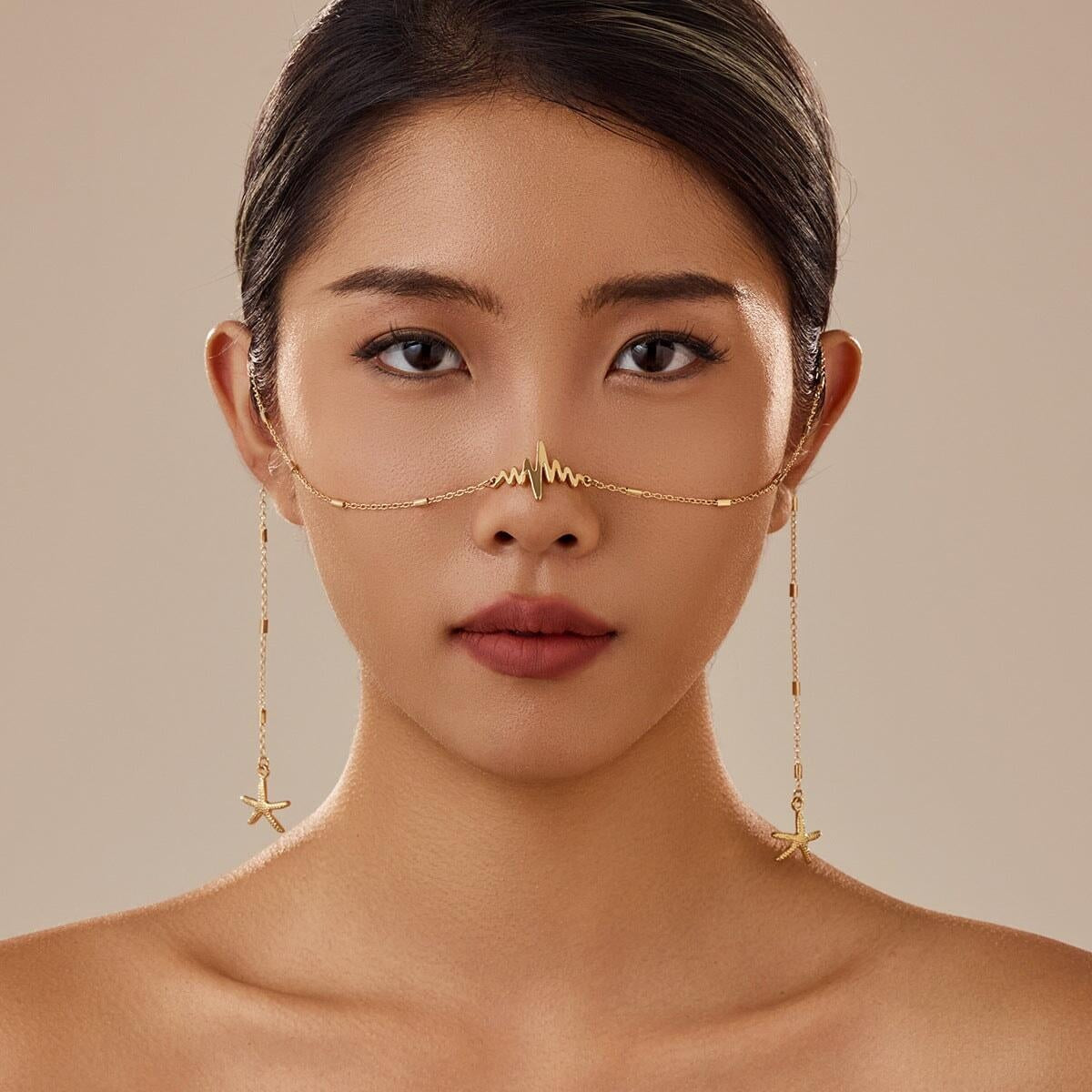 Hooriya Golden Pulse Festival Face Chain Head Jewellery Iconic Outfitters 