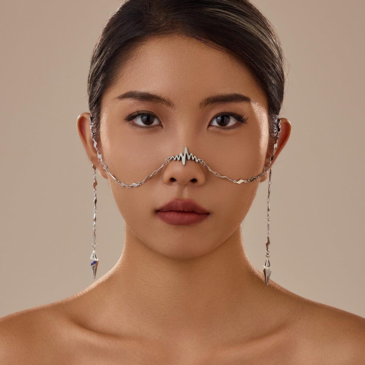 Hooriya Silver Pulse Festival Face Chain Head Jewellery Iconic Outfitters 