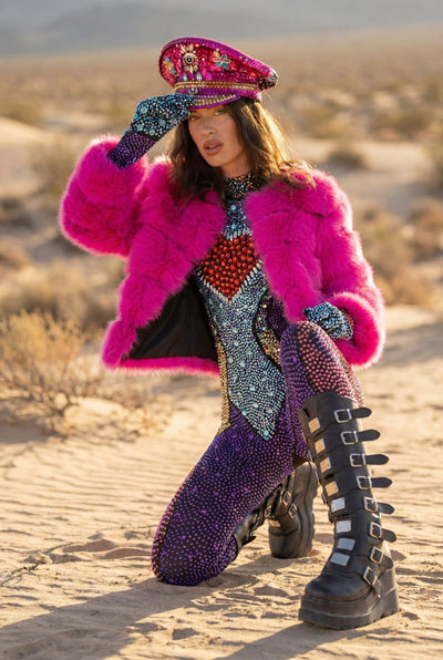 Kala Hot Pink Faux Fur Festival Jacket Faux Fur Iconic Outfitters 