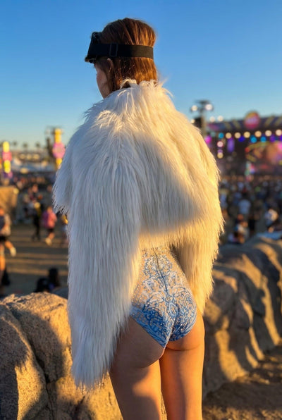Lamellex White Short Faux Fur Festival Coat Tops Iconic Outfitters 