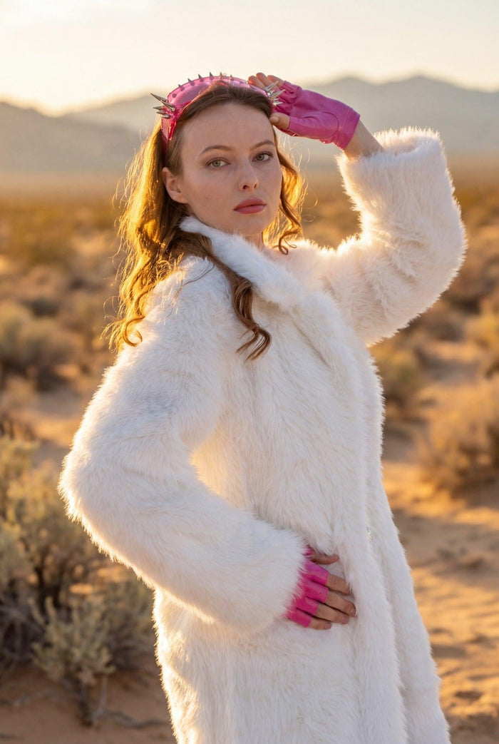 Lani White Faux Fur Festival Coat Faux Fur Iconic Outfitters 