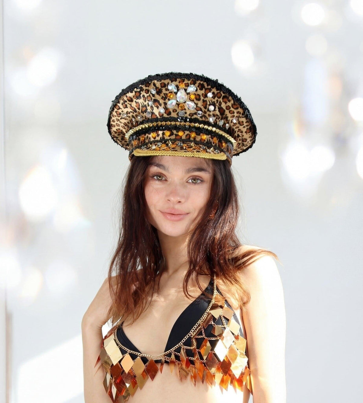 Leopard Diamond Hat Hat Iconic Outfitters 