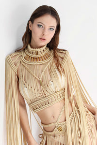 Lioran Macrame Dress Macrame Iconic Outfitters Gold One size 