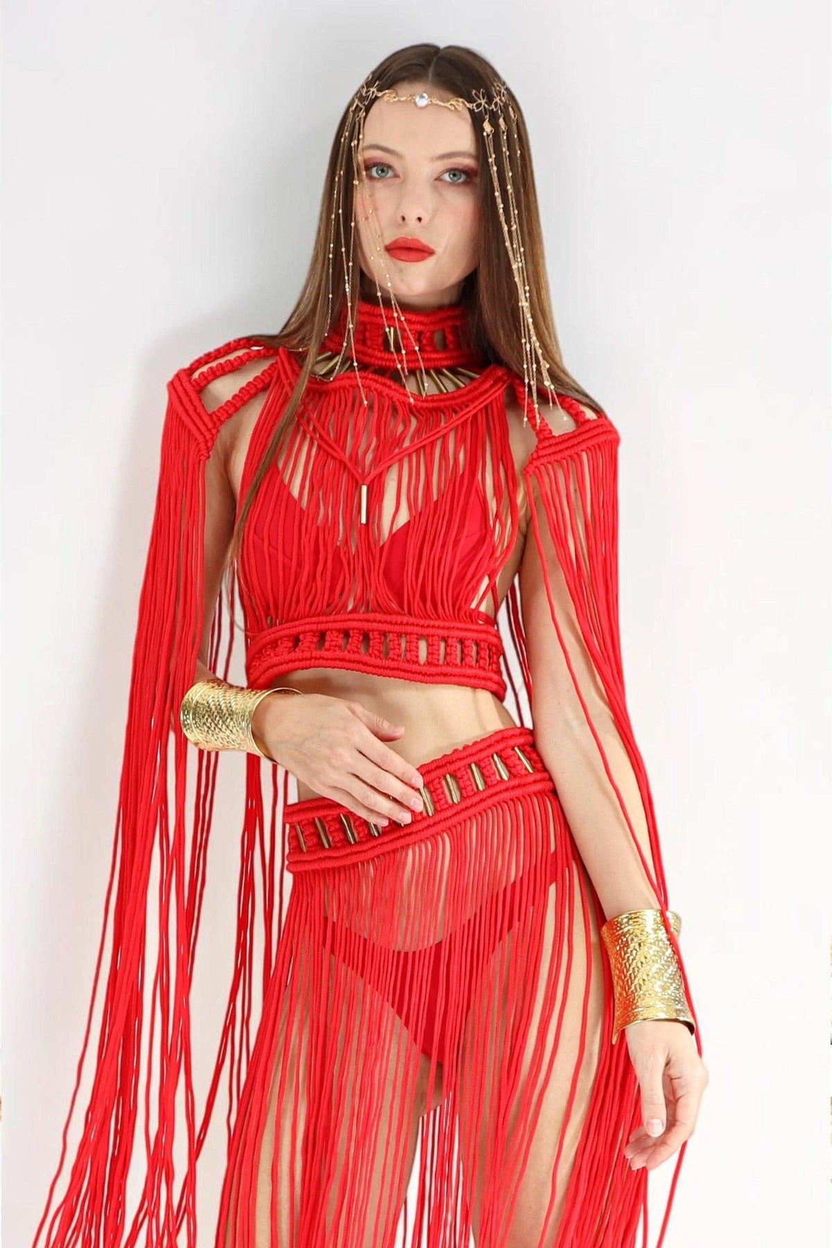Lioran Macrame Dress Macrame Iconic Outfitters Red One size 