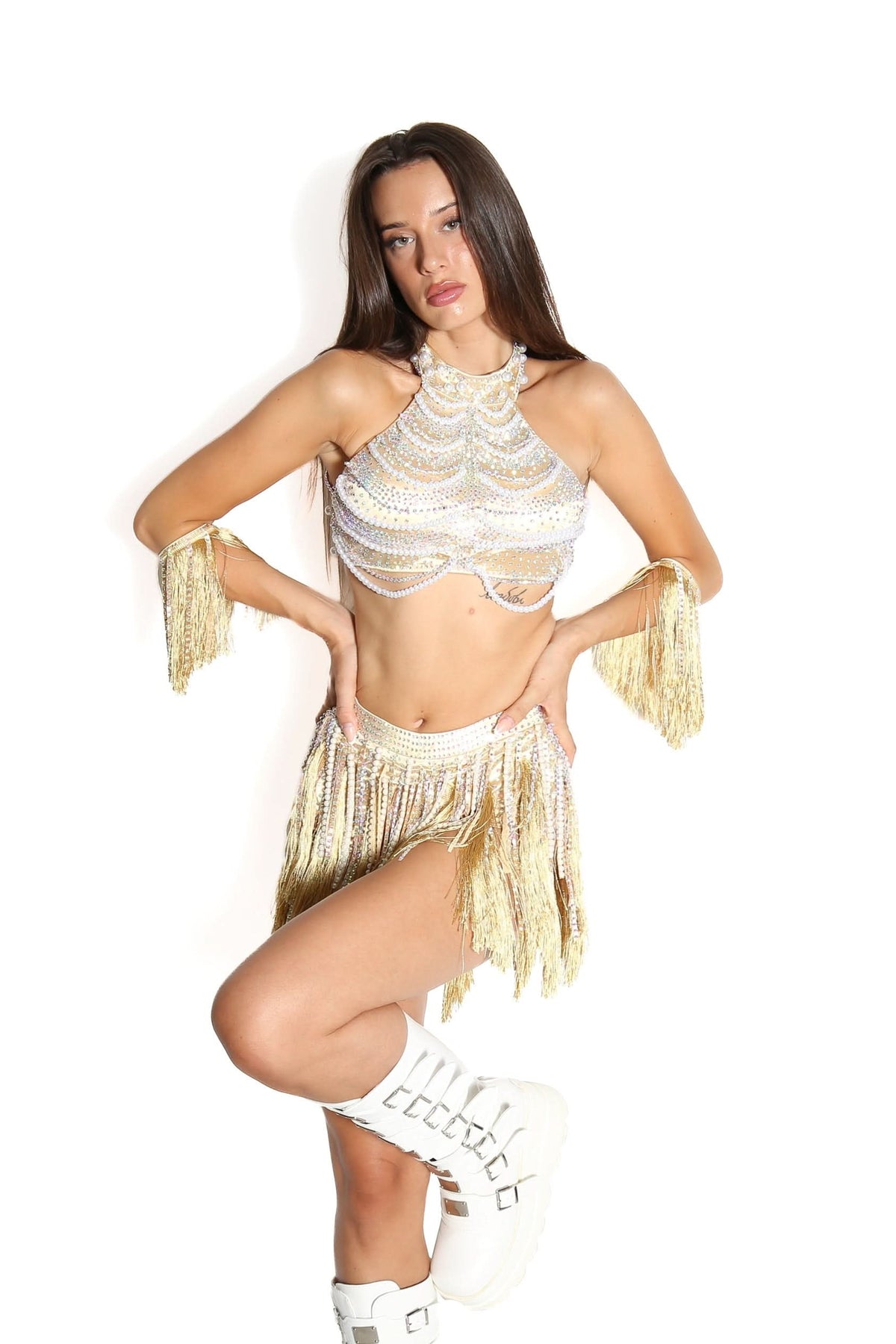 Mabel Pearl Fringe Bodysuit Body Suit Iconic Outfitters 