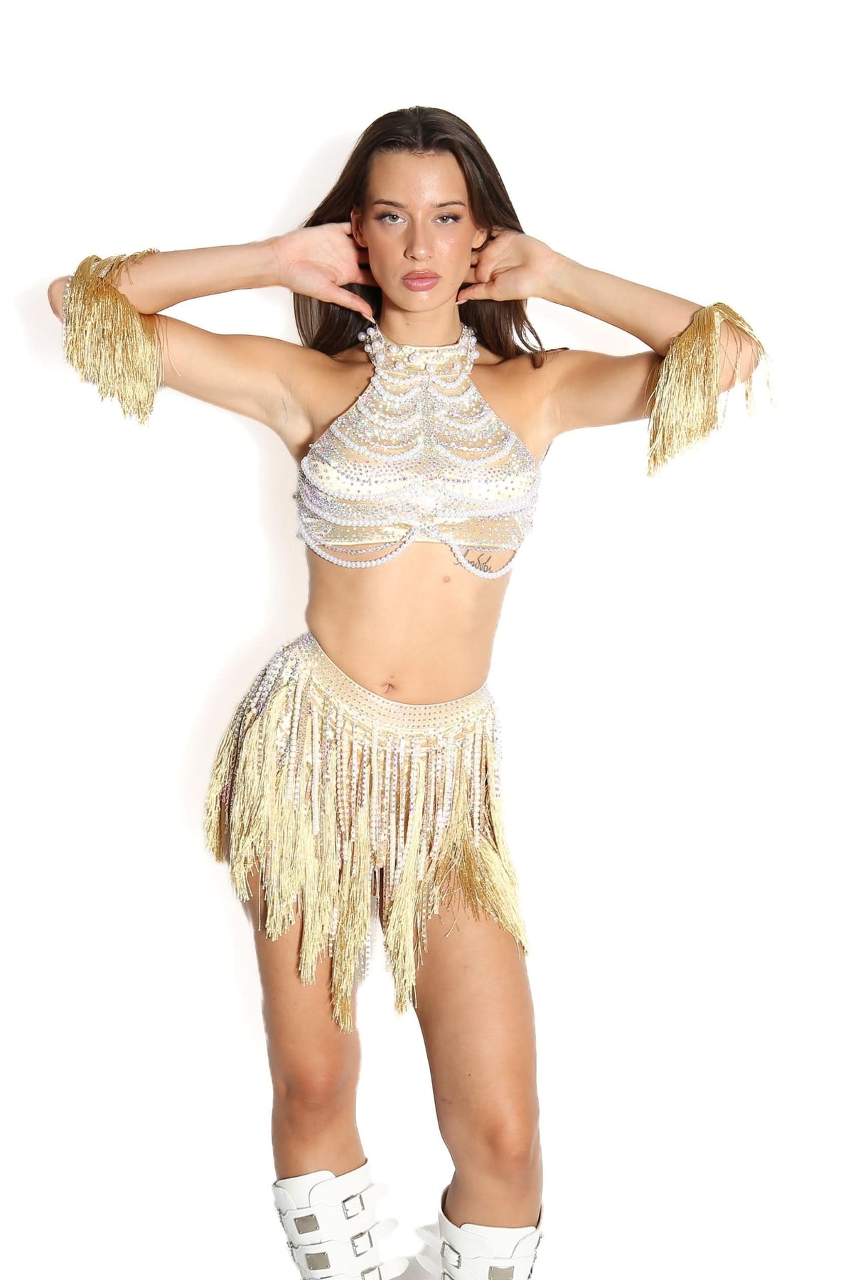 Mabel Pearl Fringe Bodysuit Body Suit Iconic Outfitters 