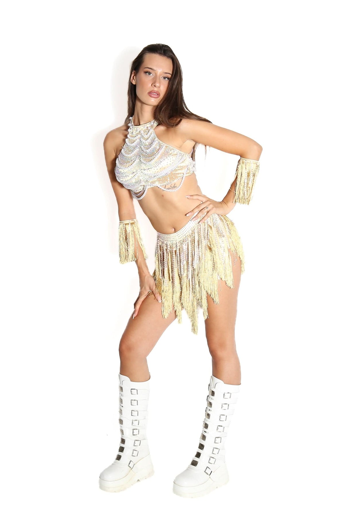 Mabel Pearl Fringe Bodysuit Body Suit Iconic Outfitters 