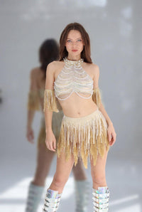 Mabel Pearl Fringe Bodysuit Body Suit Iconic Outfitters 