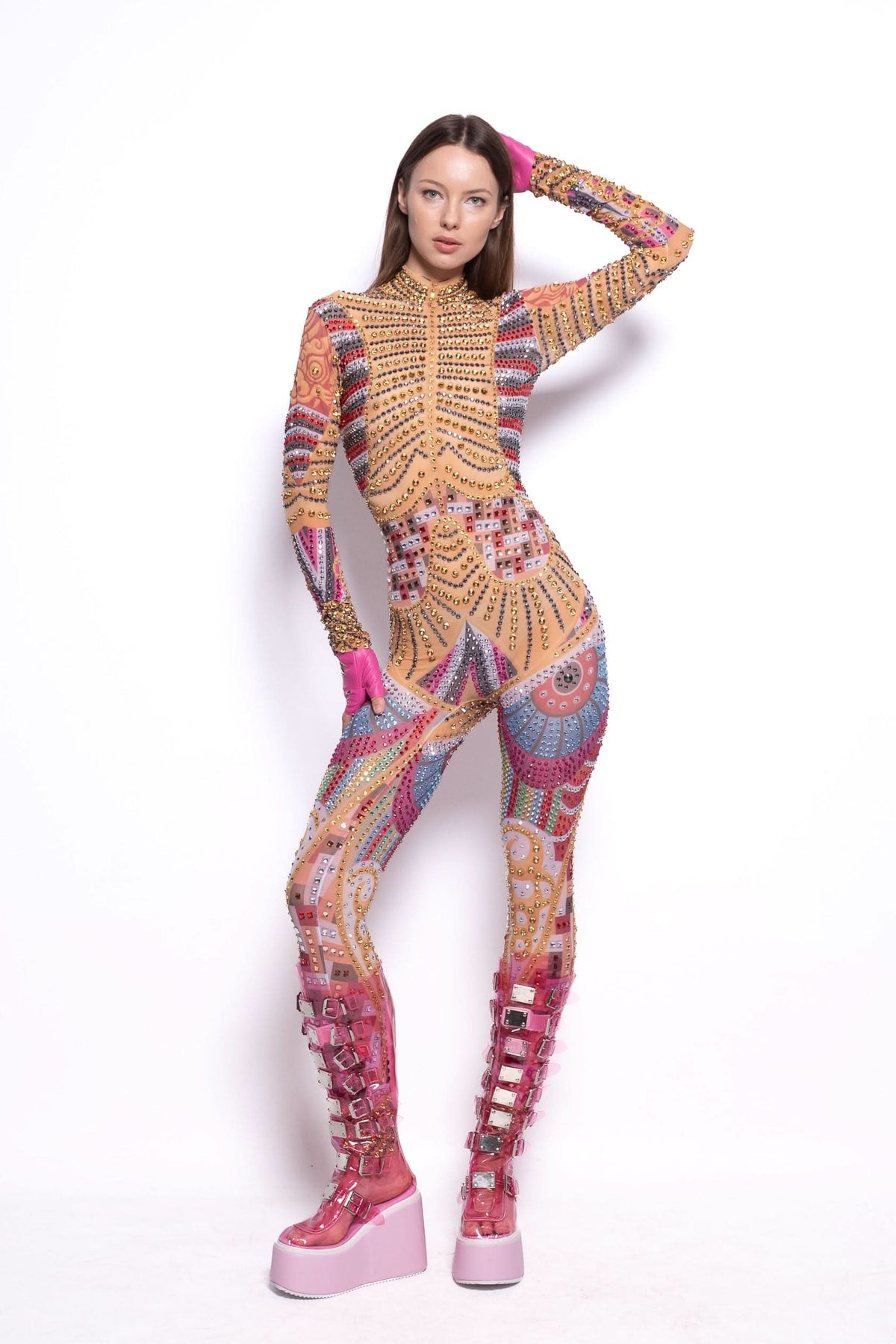 Novia Crystal Mosaic Jumpsuit Jumpsuit Iconic Outfitters 