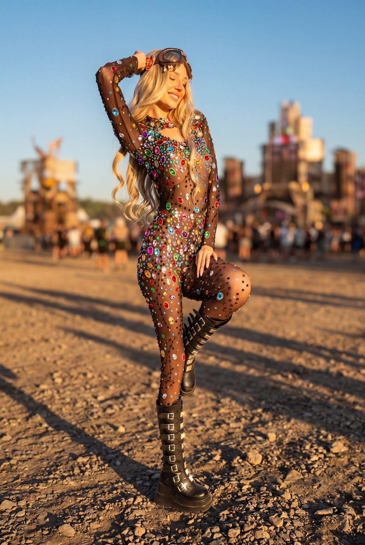 Opal Diamond Rhinestone Jumpsuit Jumpsuit Iconic Outfitters 
