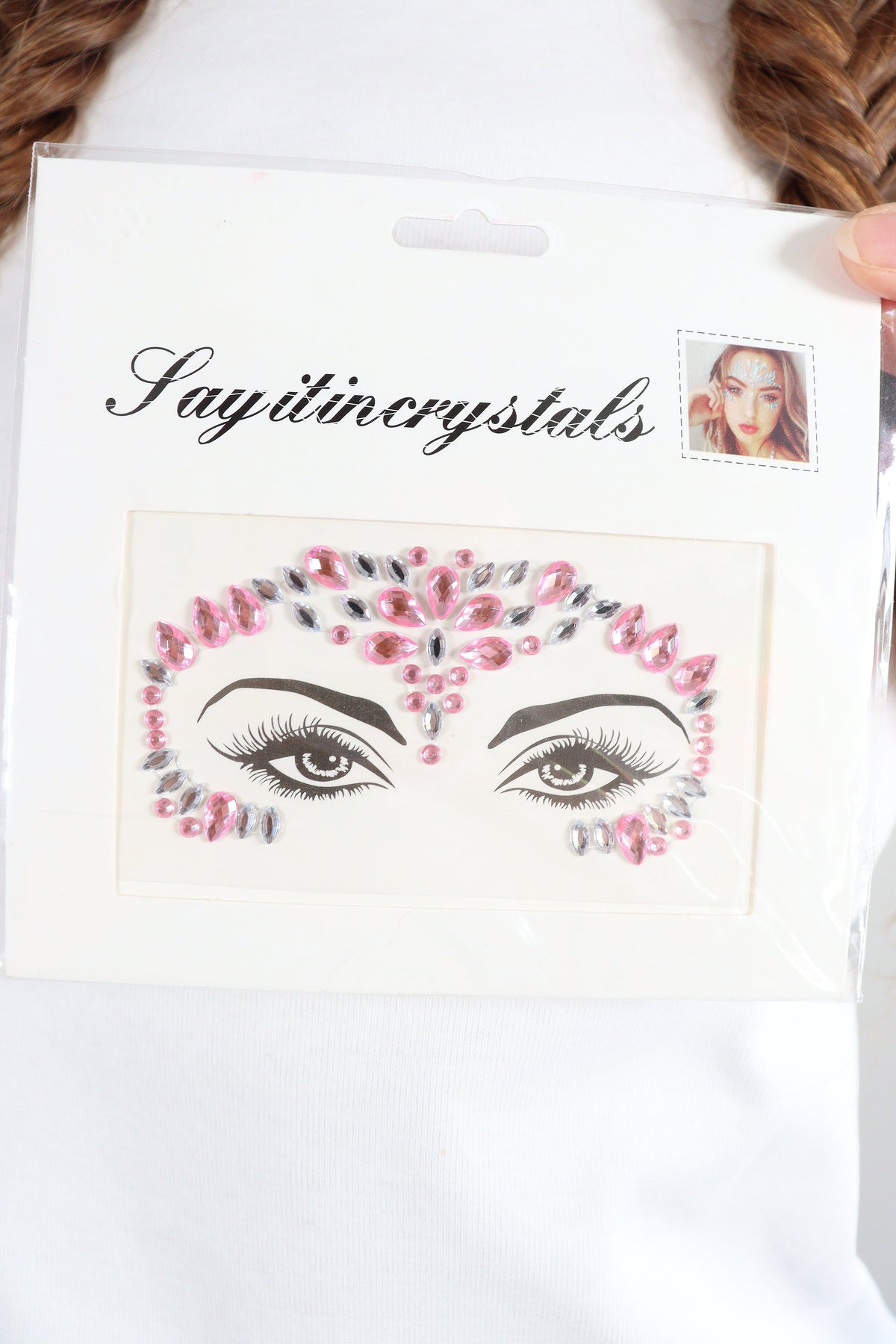 Pink Rhinestone Face Jewelry Stickers Face Gems Iconic Outfitters 