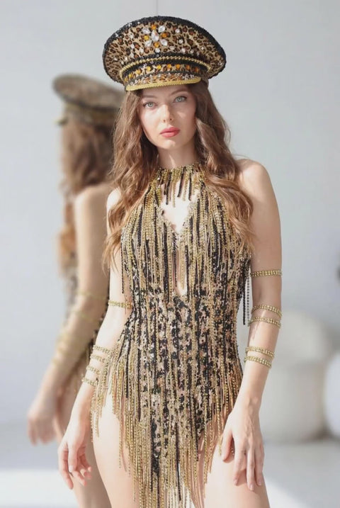 Alouette Leopard Fringe Bodysuit