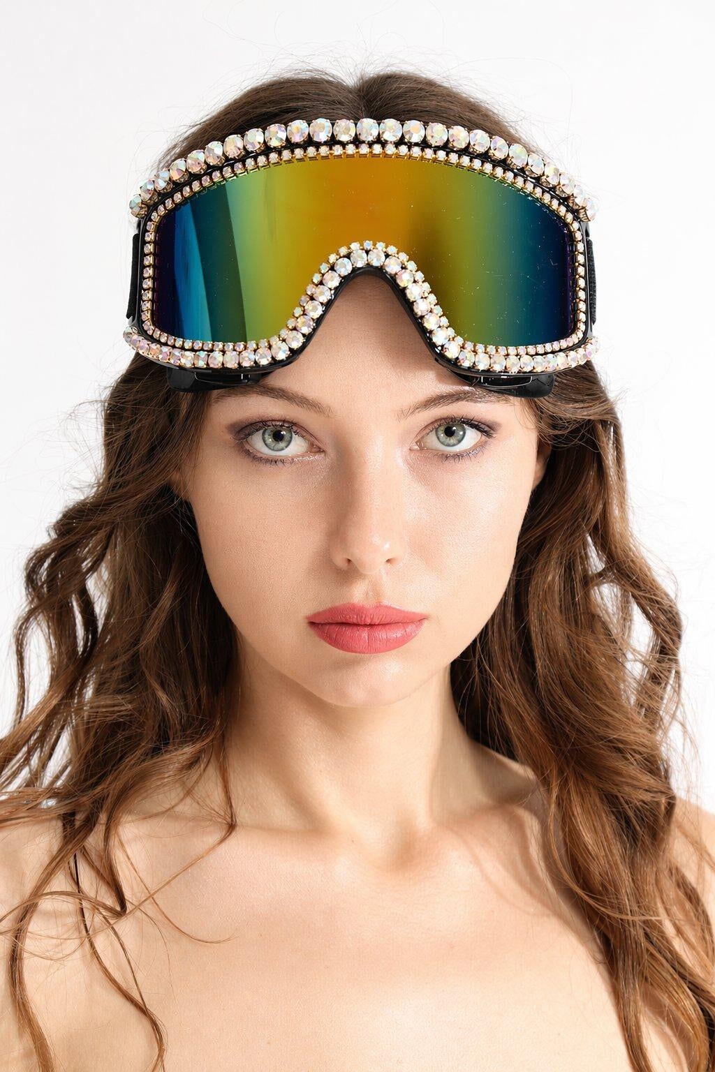Priya Rainbow Rhinestone Goggles Sunglasses Iconic Outfitters 