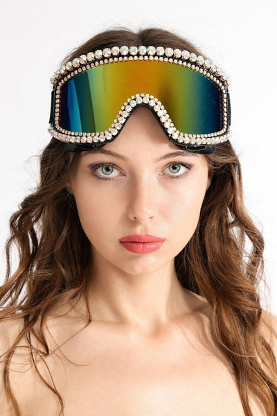 Priya Rainbow Rhinestone Goggles Sunglasses Iconic Outfitters 