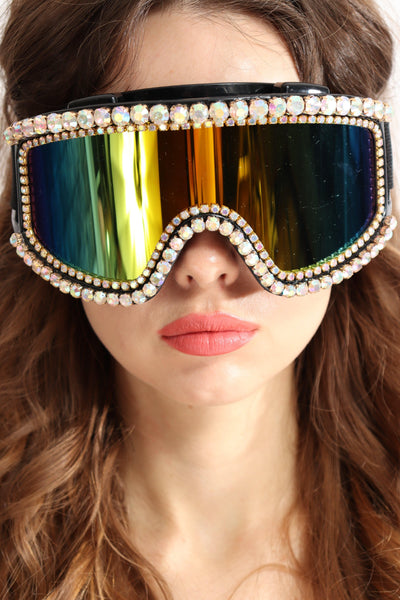 Priya Rainbow Rhinestone Goggles Sunglasses Iconic Outfitters 