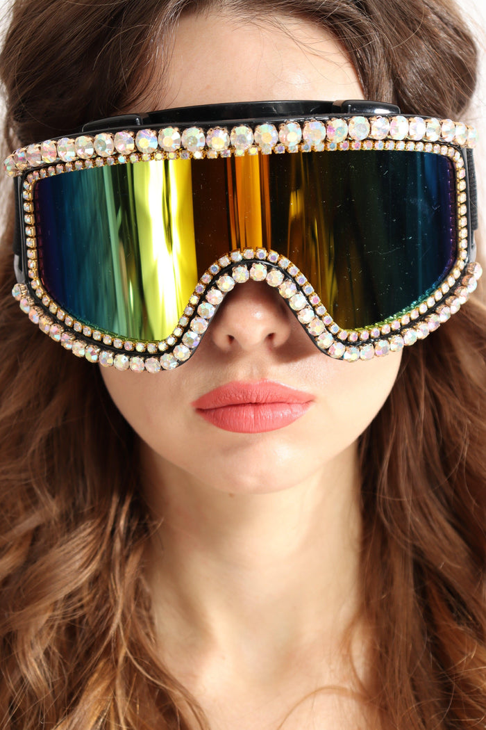 Priya Rainbow Rhinestone Goggles Sunglasses Iconic Outfitters 