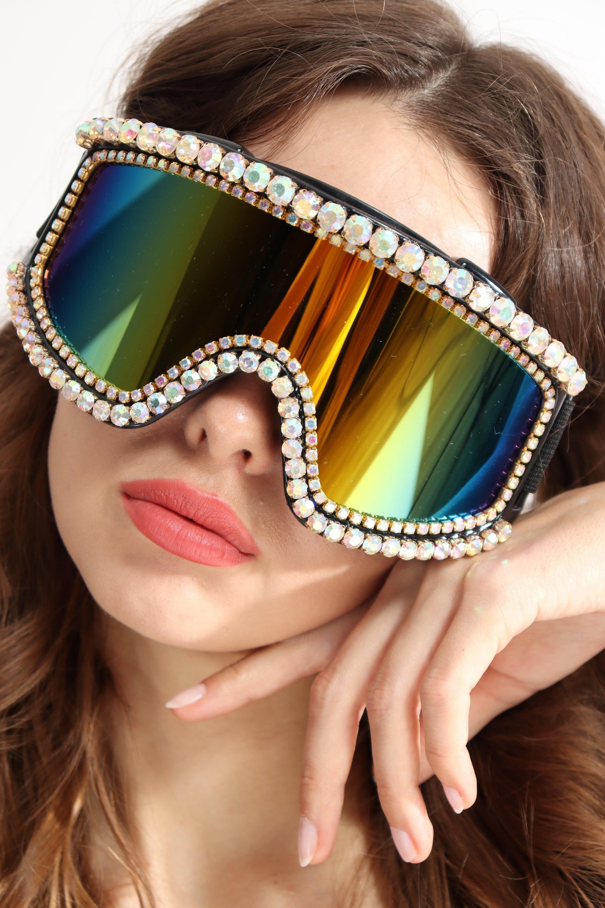 Priya Rainbow Rhinestone Goggles Sunglasses Iconic Outfitters 