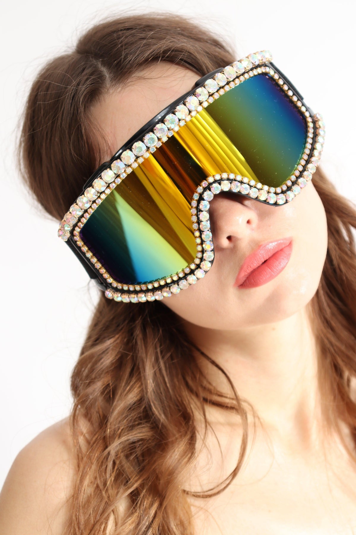 Priya Rainbow Rhinestone Goggles Sunglasses Iconic Outfitters 