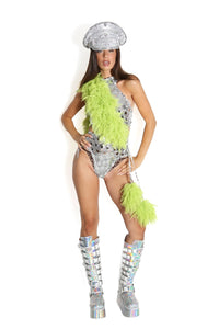 Reya Sequin Feather Bodysuit Iconic Outfitters 