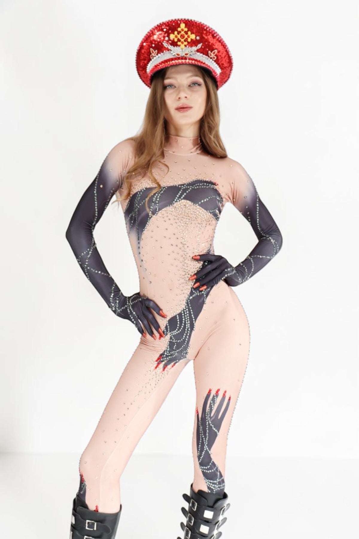 Sage Hands Rhinestone Jumpsuit Jumpsuit Iconic Outfitters 
