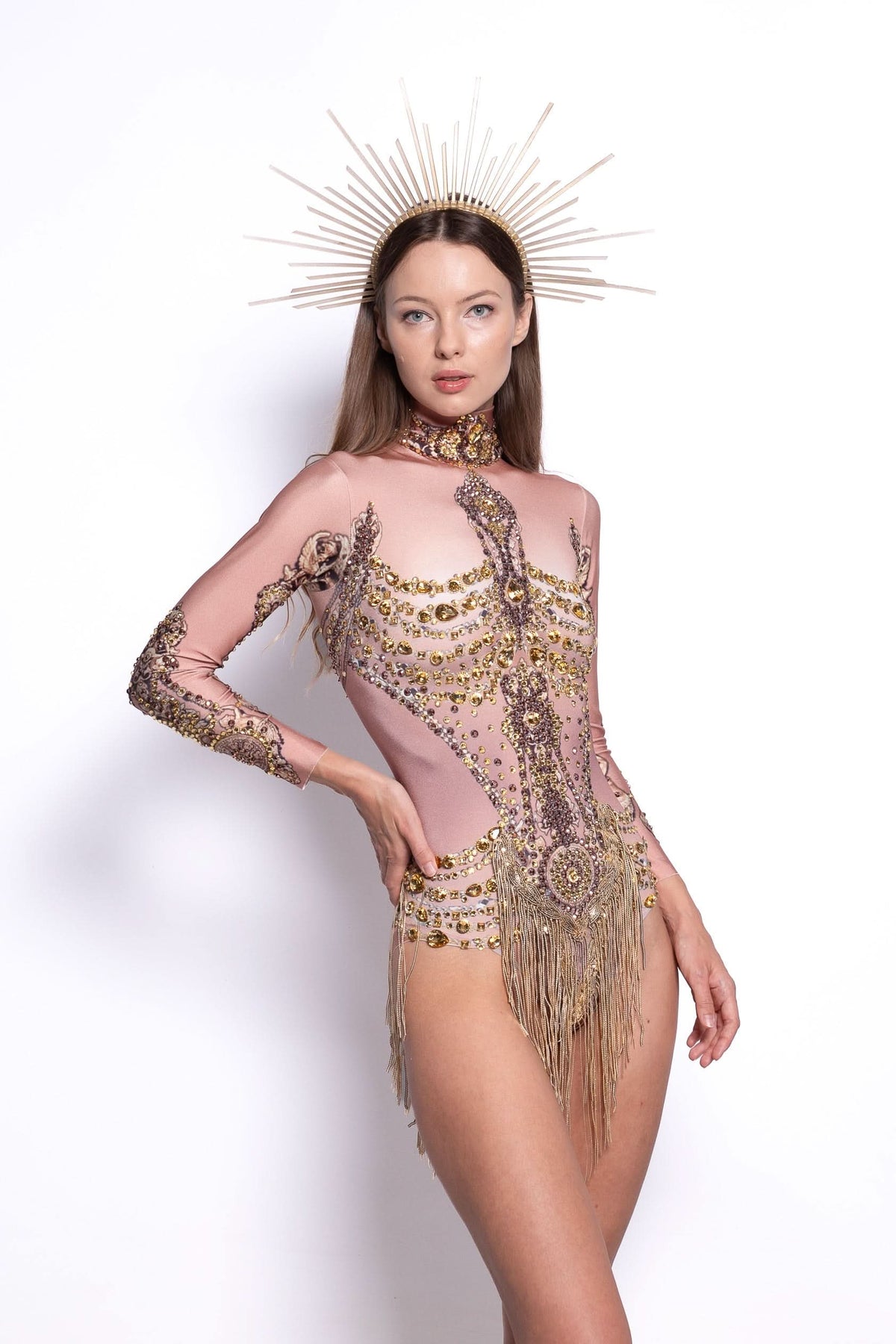 Santara Rhinestone Tassel Bodsysuit Iconic Outfitters 