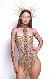 Santara Rhinestone Tassel Bodsysuit Iconic Outfitters 