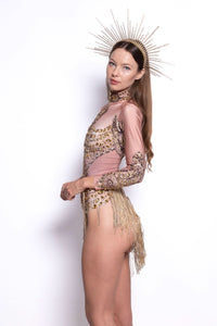 Santara Rhinestone Tassel Bodsysuit Iconic Outfitters 