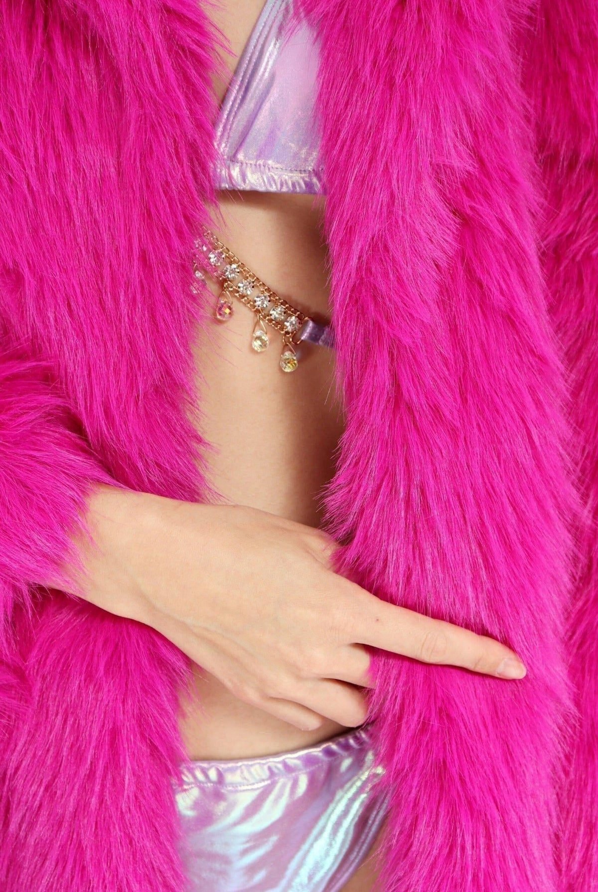 Sedna Hot Pink Faux Fur Festival Coat Faux Fur Iconic Outfitters 