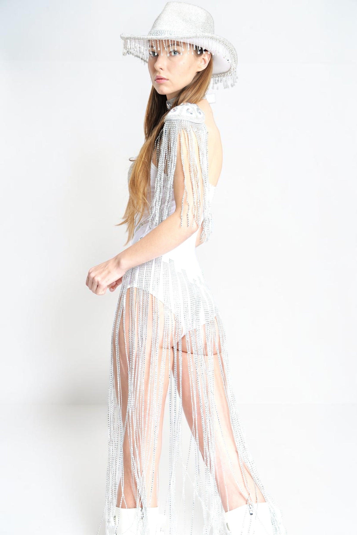 Skylar Rhinestone Fringes Bodysuit Iconic Outfitters 