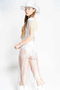 Skylar Rhinestone Fringes Bodysuit Iconic Outfitters 