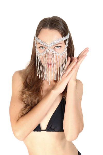 Tahani Crystal Fringe Festival Face Headpiece Head Jewellery Iconic Outfitters 