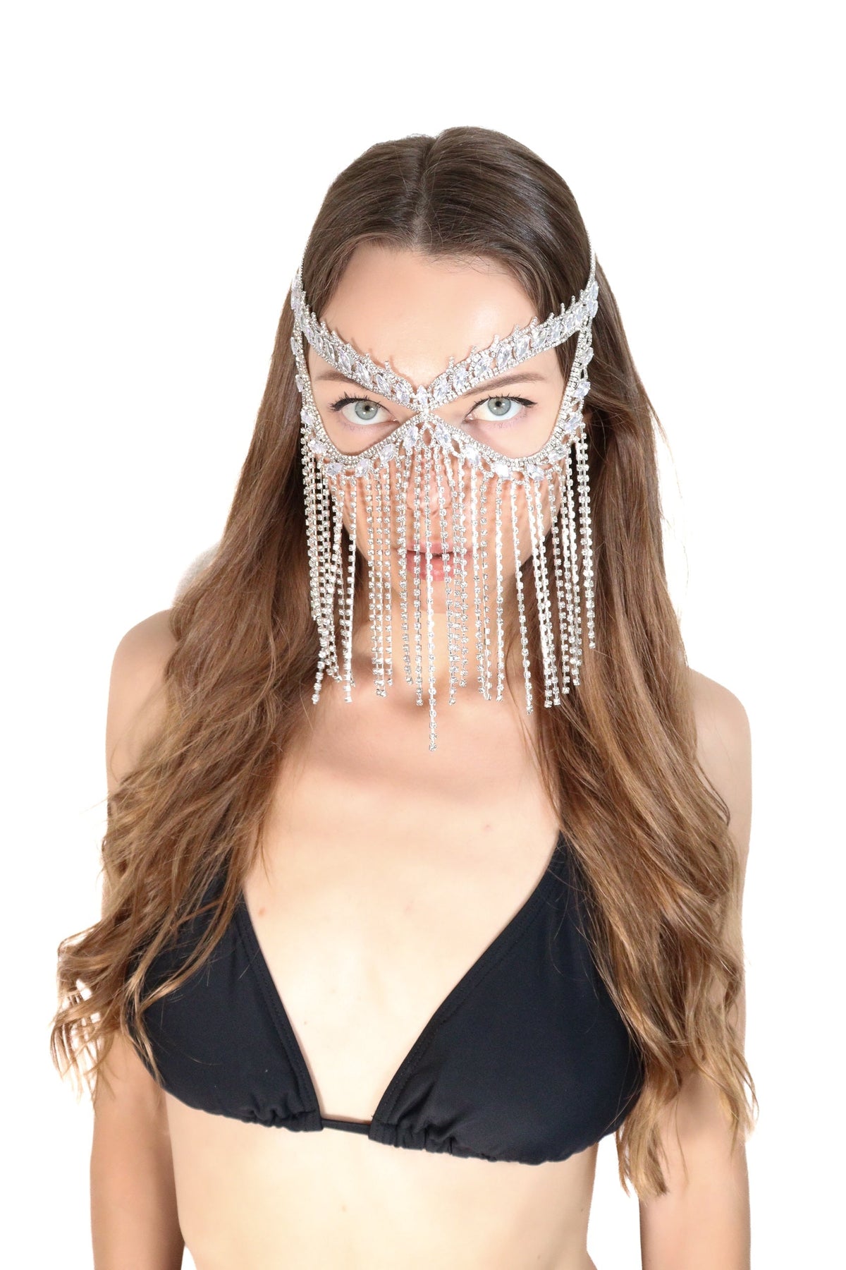 Tahani Crystal Fringe Festival Face Headpiece Head Jewellery Iconic Outfitters 