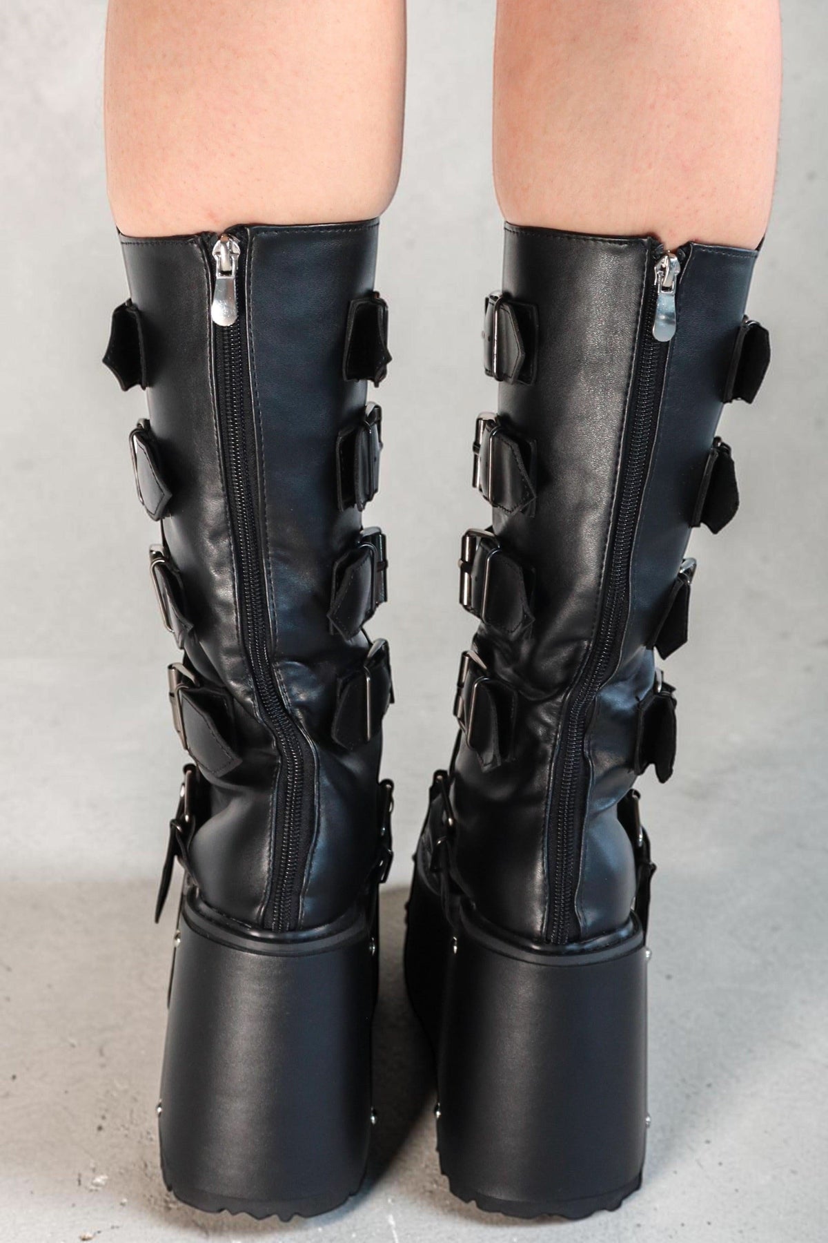 Taria Black Buckle Platform Festival Boots Boots Iconic Outfitters 