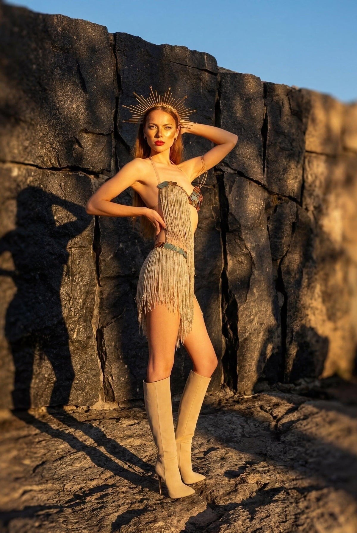 Vada Gold Mirror Fringe Bodysuit Iconic Outfitters 