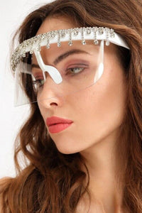 Verna Crystal Fringe Visor Sunglasses Sunglasses Iconic Outfitters 