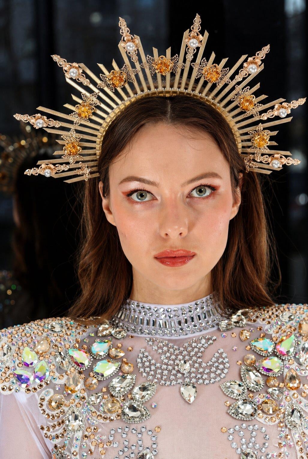 Vyna Sunburst Halo Crown Halo Crown Iconic Outfitters 