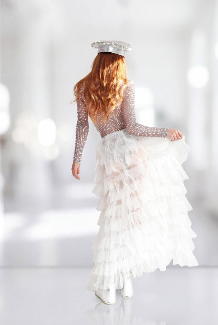 Xalera White Ruffle Tulle Festival Skirt Skirt Iconic Outfitters 