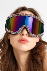 Xelar Rainbow Rhinestone Goggles Sunglasses Iconic Outfitters 