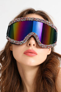 Xelar Rainbow Rhinestone Goggles Sunglasses Iconic Outfitters 
