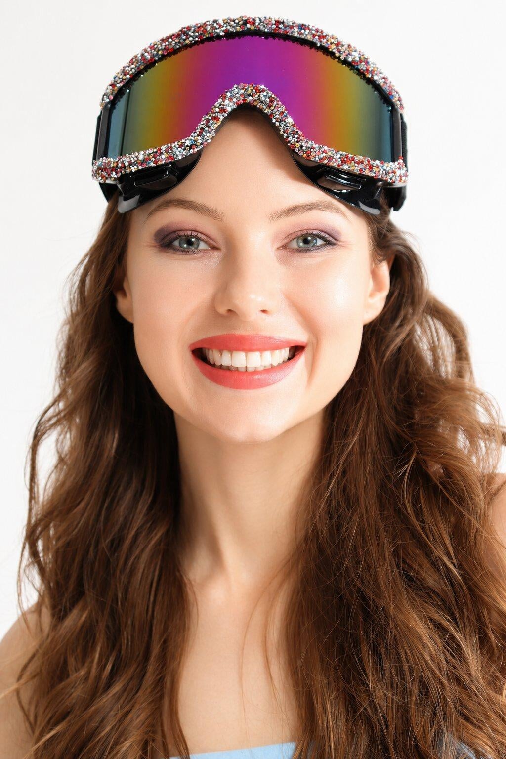 Xelar Rainbow Rhinestone Goggles Sunglasses Iconic Outfitters 