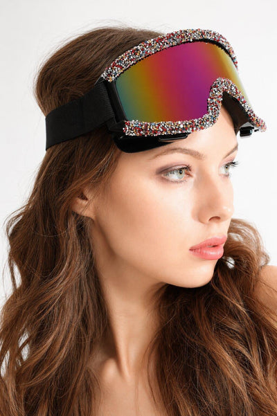 Xelar Rainbow Rhinestone Goggles Sunglasses Iconic Outfitters 