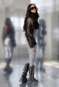 Xelia Black Faux Fur Festival Jacket Faux Fur Iconic Outfitters 