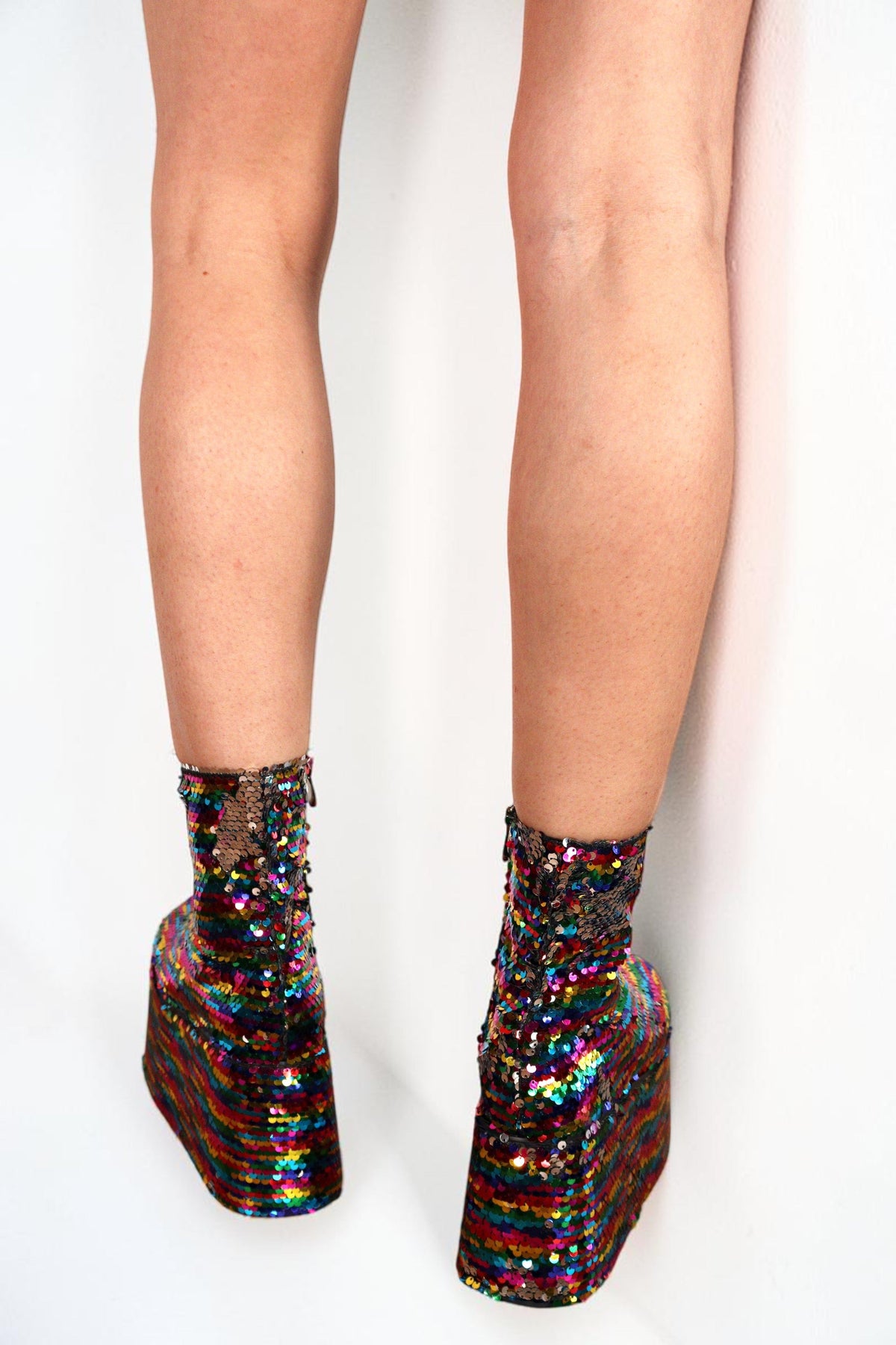 Xelia Rainbow Sequin Platform Festival Boots Boots Iconic Outfitters 