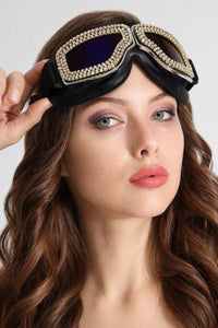 Ziva Rhinestone Festival Goggles Sunglasses Iconic Outfitters 