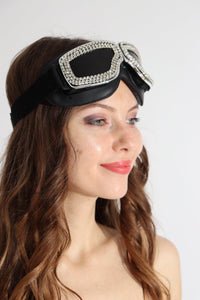 Ziva Rhinestone Festival Goggles Sunglasses Iconic Outfitters Silver 